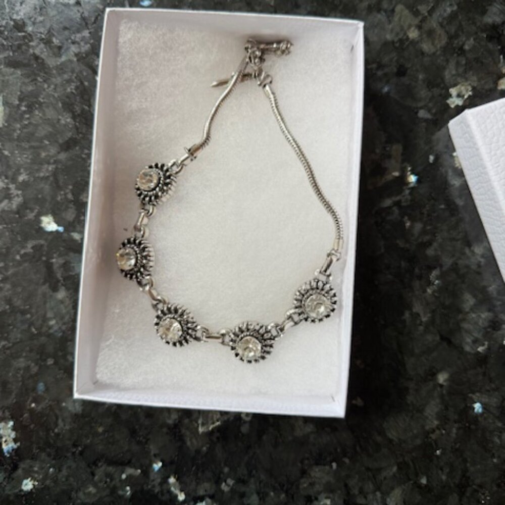 Vintage Barclay Silver Tone Rhinestone 16” Necklace